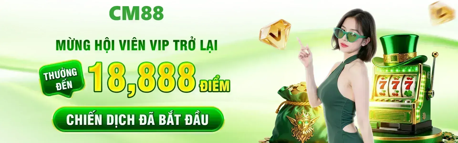 Phiên bản 2: CM88 dành tặng mức thưởng tối đa 18,888 điểm cho các hội viên VIP tái tham gia trong thời gian diễn ra chương trình và đáp ứng các tiêu chí áp dụng.